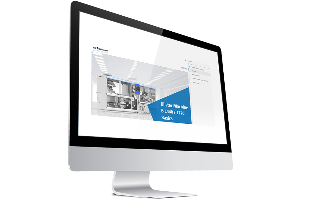 Monitor mit E-Learning zur Blistermaschine von Uhlmann